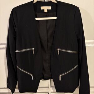 Michael Michael Kors Blazer Black with Zip Details Sz 4 Hook Closure